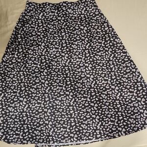 SHEIN Black and White Floral A-Line Skirt